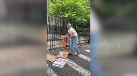 Protester hurls pizza at New York City Hall amid anger over 'wood burning oven ban'