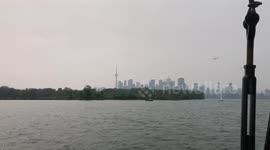 Toronto City Skyline in Smoke from Wild Fires across Toronto island