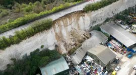 Demolition firm's premises crushed in cliff collapse