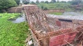Major Block of Bridge Flows Away as River Water Level Rises in Durg, India