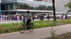 Police Stop Protesters on Highways To Prevent Tractors From Driving into The City of Hague, Netherlands
