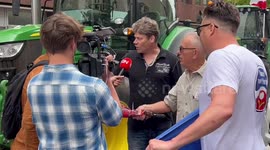 First Farmers Arriving at The Protest in Hague, Netherlands