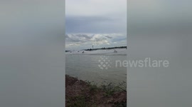 Jet skis crash into each other during watersports race in Thailand