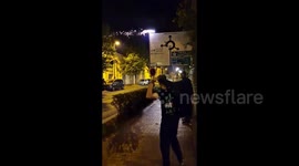 People Throw Fireworks in The Streets of Paris, France