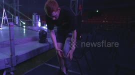 A one-legged daredevil has joined the circus as a high wire performer