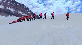 Police force's Mountain Rescue Team conducts mock drills in preparation for the Amarnath Yatra in Jammu and Kashmir