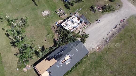 Tornado Damage Near Didsbury, AB