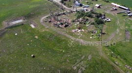 Tornado Damage Near Didsbury, AB