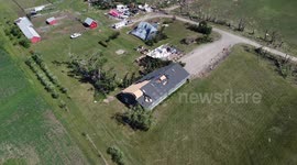 Tornado Damage Near Didsbury, AB