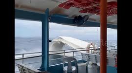 Crazy moment boat part breaks during typhoon season in Philippines