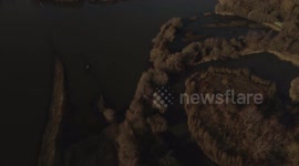 river drone shot ,none edit , move forward and top shotuk