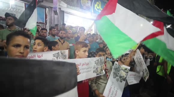 Supporters of Hamas take part in demonstration in Jabalia in northern Gaza strip