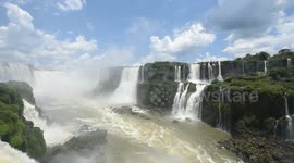 Stunning scene of gushing Iguazu falls in Brazil