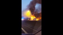 Lorry blazes on M62 motorway causing rush hour closures