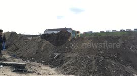 Dramatic scenes of bulldozing 