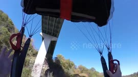 BASE jumper misjudges speed and ends up breaking leg