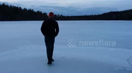 Man tests the ice, falls in freezing water