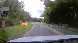 Driving out of Newquay in Cornwall yesterday a burning car drove straight across the A39 roundabout in front of me