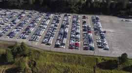 Lots of stranded cars In the Volkswagen yard in Sao Paulo, Brazil