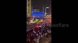 Crowds Block Main Road in Anti-government Protest in Tel-Aviv, Israel