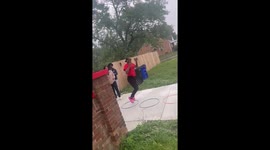 Teenagers play classic rock paper scissor game with a fun outdoor twist