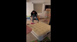 5 y/o girl gets CRAZY HEIGHT upon being launched off an air mattress