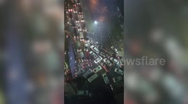 Drivers stuck in chaotic 'Mexican standoff' with each one refusing to give way