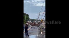 Japan: Structure Collapses As Gusty Winds Blast In Ibaraki