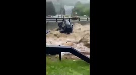 Car Is Submerged In Vermont Flooding