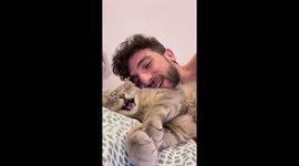 Adorable! Cat and owner have pleasant conversation