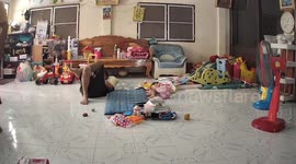 Cover flies off electric fan nearly hitting toddler taking nap