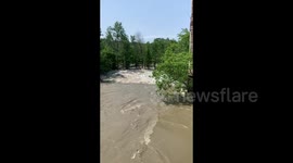 Flooded Area After Heavy Rainfalls in Plainfield, VT, USA