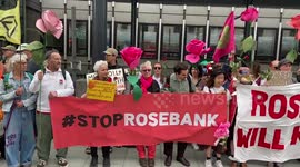 Climate activists stage protest against Rosebank oil field outside Dept of Energy Security