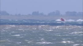 Lifeboat seen out in Gale Force winds off Kent, UK