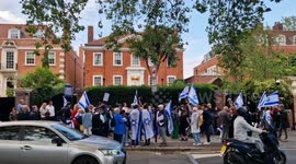 Protesters demonstrate outside Israeli ambassador's house ahead of controversial judicial reform second vote