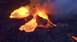 Huge crater collapses sees lava flood out of Iceland's Fagradalsfjall volcano