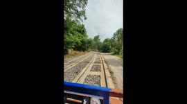 Bamboo train station in Cambodia