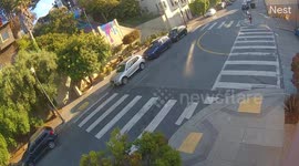 Car Hurtles Over Sanchez Street Steps in San Francisco