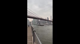 Moment crane crashes into Brooklyn Bridge leaving steel beam cracked