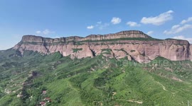 The Largest Single Rock in Asia Danxia Red Cliff in Zhangjiakou, China