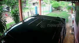 Rocket debris falls and explodes outside homes injuring three residents