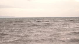 Tropical Storm Doksuri Brings Heavy Waves in Bulan, Philippines