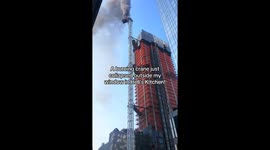 Fiery Crane Collapses in Hell's Kitchen, New York