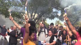Demonstration for Victims of Massacre of Paraisopolis in Sao Paulo, Brazil