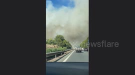 Wildfires ravage Cascais, Portugal: local residents and firefighters battle blaze in Sintra-Cascais Natural Park