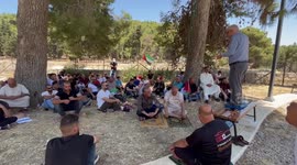 Palestinians attend Friday prayer near Solomon's Pools against Israeli settlers raided, in the West Bank town of Bethlehem