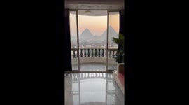 Our balcony room view at the pyramids of Giza