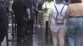 Piers Corbyn gets grabbed by Security when trying to hand out leaflets outside The Royal Festival Hall. This was done outside the Royal Festival Hall where Greta Thunberg was speaking at an event called Greta Thunberg: The Climate Event