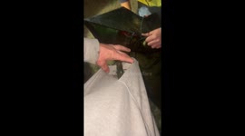 Crayfish Clutches onto Man's Finger