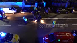 Flipped car on Great North Road, Highgate, 31st July 2023. Happened around 8pm.
